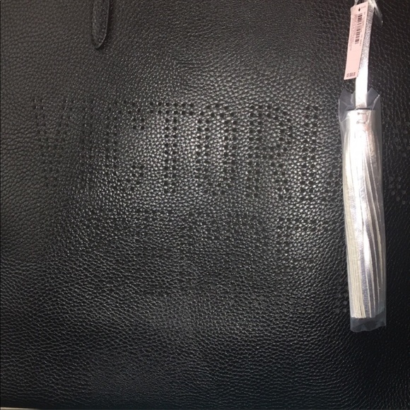 Bundle 2 Victoria’s Secret Totes NWT Black w/ Silver Tassel & 1 Gray Stu… - Picture 3 of 15